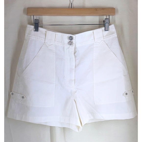 NWT Derek Lam 10 Crosby High Rise Shorts Women 8 Ivory Cotton Blanc de Blanc
